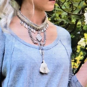 Cream colored boho tassel necklace